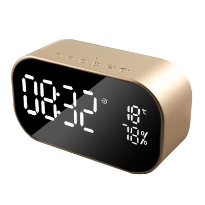 

LED Alarm Clock with FM Radio Wireless Bluetooth Speaker Support Aux TF for Office Bedroom