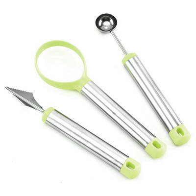 

3Pcs Melon Baller Carving Knife Fruit Scoop Slicer Dig Pulp Separator Cutter