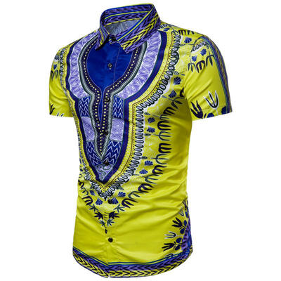

Mens Summer Plus Size Slim Fit Shirt 3D Hawaii Print Short Sleeves Casual Shirt