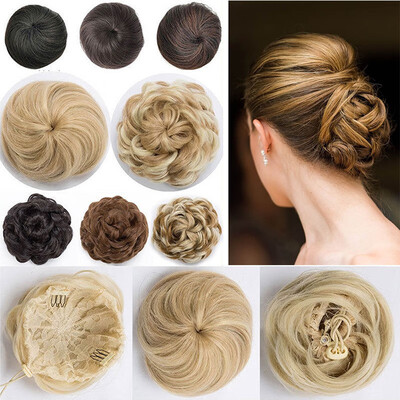 

Real Natural Curly Messy Bun Hair Piece Scrunchie Updo Hair Extensions