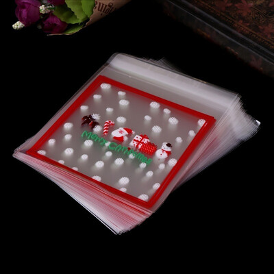 

Gobestart 100PC Self Adhesive Plastic Seal Bag Cookies Candy Wrapping Bags Christmas Pouch