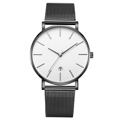 

Gobestart Fashion Simple Simple Casual Calendar Business Net With Strap Mens Watch