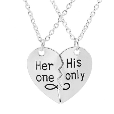 

2pcs set His One Her Only Two Heart - Shaped Necklace Valentines Gift