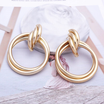 

8 Styles Big Circle Earrings for Women Simple Metal Statement Earrings Twisted Round Drop Earrings Knot Wedding Party Jewelry
