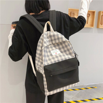 

Ins schoolbag female Korean version of high school students campus simple Mori ancient feeling light girl plaid double shoulder ba