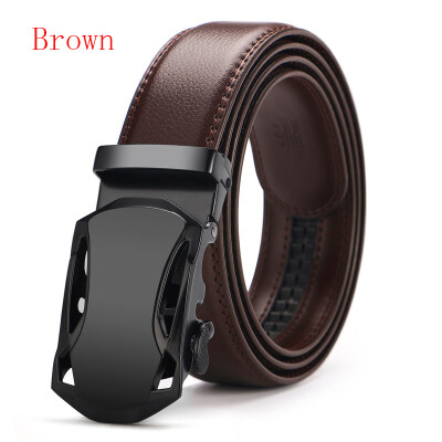 

New Automatic Buckle Cowskin Brown Belt Good Quality Genuine Leather Luxury Strap Male Belts For Men Jeans Wide 110-130cm long