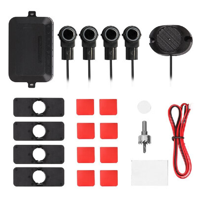 

Car Parking Sensors System Parktronics 4pcs Flat Sensors Reverse Backup Radars Sound Buzzer Alarm Adjustable Sound