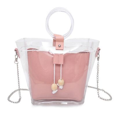 

Tailored Women Shoulder Bag Clear Transparent Drawstring Girls Composite Bag Handbags