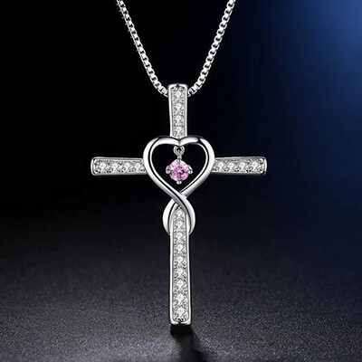 

Infinity Love God Cross CZ Pendant Necklace with Birthstone Birthday Gifts Jewelry for Women Girls