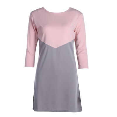 

Sexy Casual Patchwork Splicing Three Quarters Sleeve Mini Robe Dress