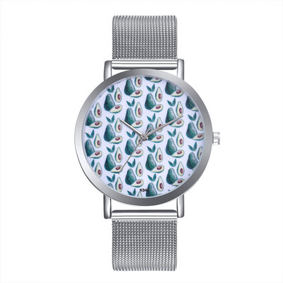 

〖Follure〗Woman Fashion Avocado Pattern Alloy Steel Strap Analog Quartz Round Watch