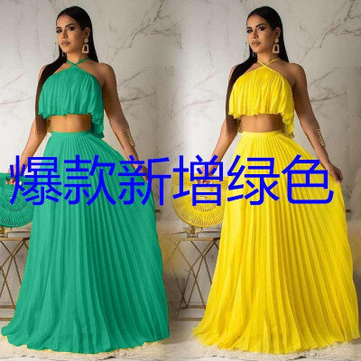 

D8284 Europe&the United States platform hot sale fashion pleated high temperature stereotypes two-layer fabric mainstream two