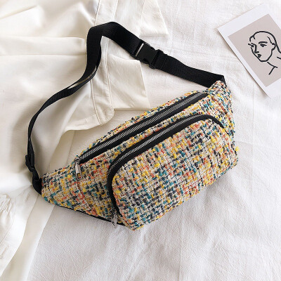 

Small bag female new fashion woolen belt pockets wild casual Messenger chest bag