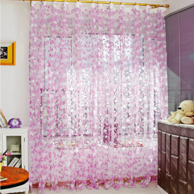 

Chic Leaf Type Tulle Door Window Curtain Rural Leaf Design Curtain