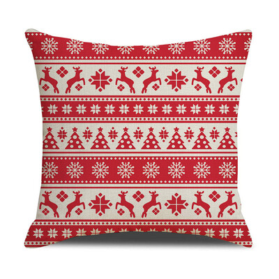 

Siaonvr Christmas Linen Skin Pillow Case Pillow Cushion Elk Snowflake Print 45×45CM