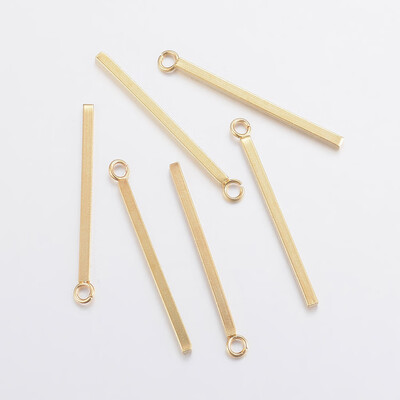 

304 Stainless Steel Pendants Bar Golden 18x15x15mm Hole 2mm