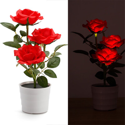 

Siaonvr Solar Rose Flower Lights LED Artificial Rose Pot Flower Bonsai LED Lamp