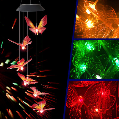 

〖Follure〗Solar Powered Wind Chime Light LED Garden Hanging Spinner Lamp Color Changing