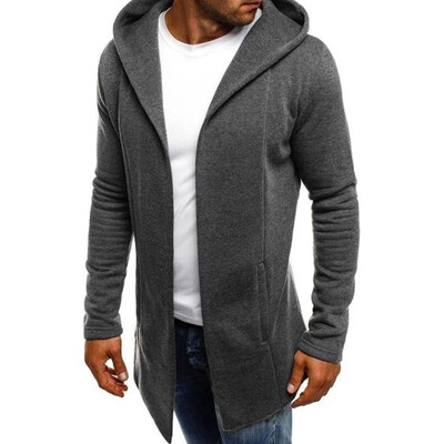 

Roseonmyhand Men Splicing Hooded Solid Trench Coat Jacket Cardigan Long Sleeve Outwear Blouse