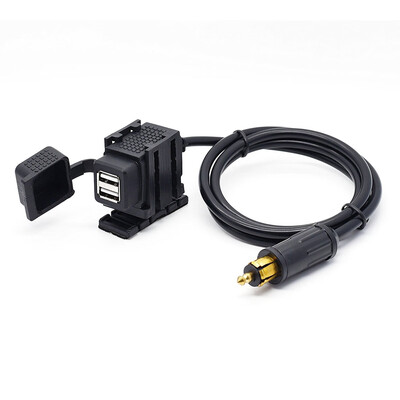 

DIN Hella Powerlet Plug to 21A Dual USB Charger Socket Power Adapter With 180cm Cable for BMW Motorcycle