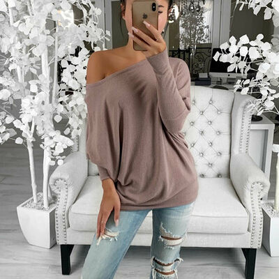 

Women Sexy Off Shoulder Baggy Tops Loose Blouse Long Sleeve Blouse Jumpers Tops