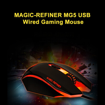 

MAGIC-REFINER MG5 USB Wired Gaming Mouse Game Mice LED Breathing Light 2000DPI Adjustable for PC LaptopGolden