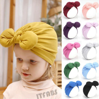 

Newborn Headwear Girls Fashion Beanie Cap Knot Baby Turban Headband Bow Hat