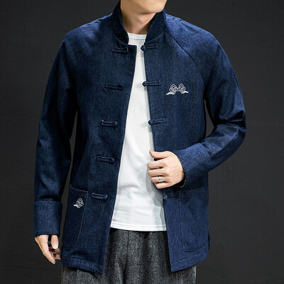 

Toponeto Mens New Winter Style Retro Pure Color Coat Comfortable Large-Size Blouse