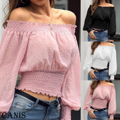 

New Autumn Women Off Shoulder Tops Long Sleeve Shirts Slim Casual Blouses