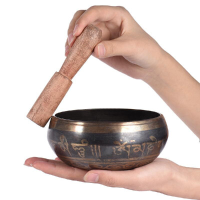 

Exquisite 45 inch Handmade Tibetan Bell Metal Singing Bowl with Striker for Buddhism Buddhist Meditation & Healing Relaxation