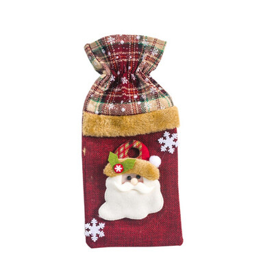 

Drawstring Linen Wine Bottle Covers Decorative Treat Bags Christmas Holiday Dining Table Home Party Decor Supplies