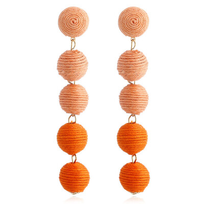 

Jewelry Wholesale Bohemian Winding Ball Wholesale Wool Ball Earrings Simple Exaggeration Dropshipping