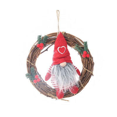 

Plush Gnome Rattan Wreath Christmas Garlands With Swedish Santa Tomte Front Door Wreaths For Home Kitchen Wall Window Hall Decor