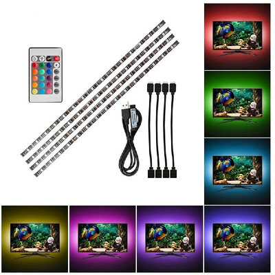 

4 50cm USB LED Strip Lights Kit Flexible Strip Lights with Mini Remote Control Home LED Tape Strip for TV Computer Backlight