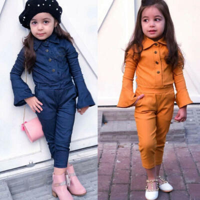 

CA Toddler Kids Baby Girls Long Bell Sleeve Romper Jumpsuit Pants Autumn Outfits