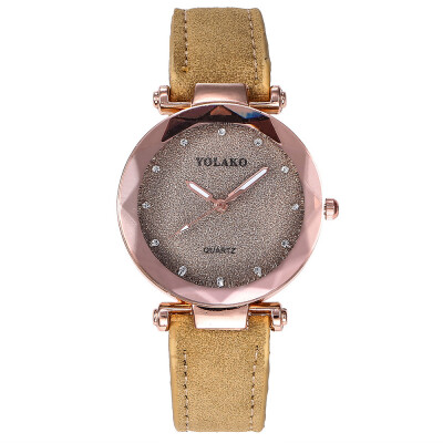 

Fashion Women Romantic Starry Sky Wrist Watches YOLAK0 Brand Leather Rhinestone Watches Clock Relogio Feminino Dropshipping