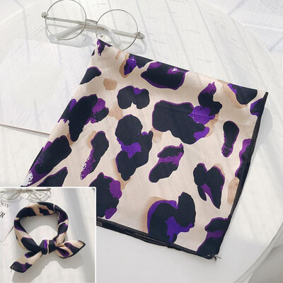

Leopard Print Wristbands Head Neck Tie Bandana Square Scarf Silk Satin Scarf Head Scarf