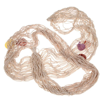 

Decorative Nautical Fishing Net Seaside Wall Beach Party Sea ShellBeige