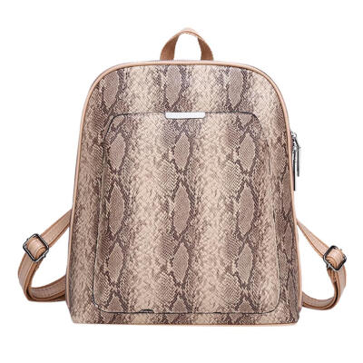 

Snake Print Travel Backpacks Women PU Leather School Bags Small Knapsack