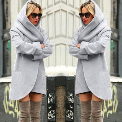 

Roseonmyhand Women Woolen Hooded Thin Coat Loose Ladies Casual Hoodies Jacket Overcoat Top