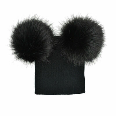 

Newborn Kids Baby Boy Girl Double Fur Pom Hat Winter Warm Knit Bobble Beanie Cap