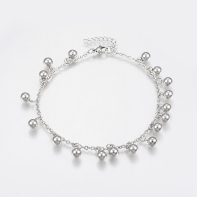 

304 Stainless Steel Anklets Round Stainless Steel Color 9"230mm