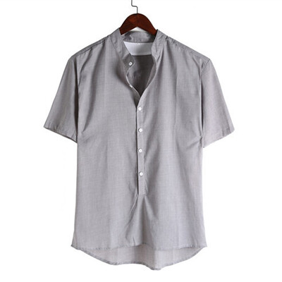 

Toponeto Mens Baggy Cotton Linen Solid Color Short Sleeve Retro T Shirts Tops Blouse