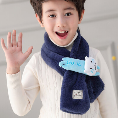 

Korean version of autumn&winter boys&girls baby warm solid color scarf thickening imitation rabbit hair cartoon wild scarf wholesale