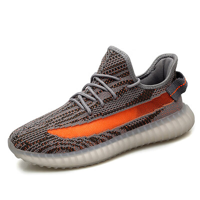 

High-explosive flying woven couple coconut shoes limited color student breathable white shoes popcorn soft bottom shoes 350V2 tide shoes