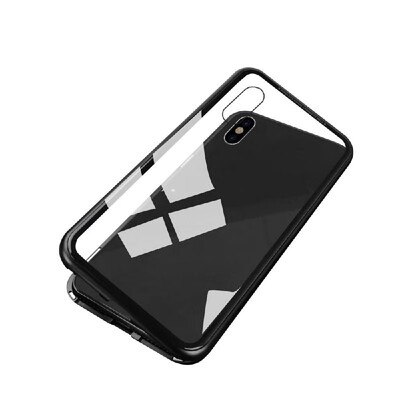 

Magneto Magnetic Adsorption Case Clear Tempered Glass Red Clear i-phone XR