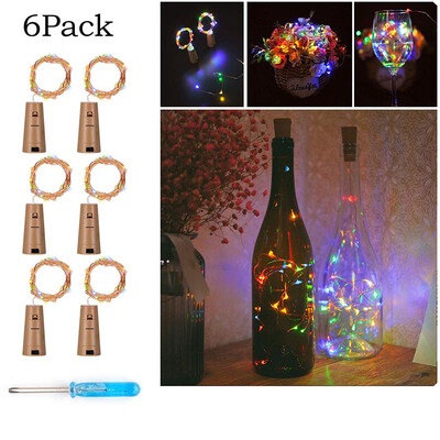 

〖Follure〗6LED Copper Wire Wine Bottle Cork Shape Light Starry Light Wedding Decor