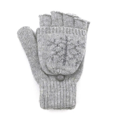 

Winter Braided Knitted Half Finger Flip Fingerless Convertible Mittens Gloves
