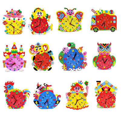 

Handmade Clock Toy DIY EVA Handcraft Clock Kids Educational Puzzle Gifts