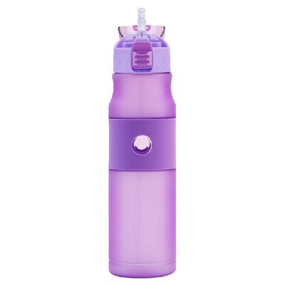 

600ml Sports Water Bottle with Straw BPA-Free Leak Proof Flip Top Drinking Water Bottle for Travel Outdoor Hiking Camping